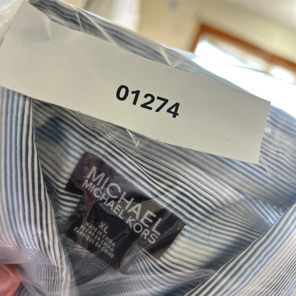 MICHAEL KORS Mens XL Striped Dress Shirt Long Sleeve Cotton Button Down - Picture 9 of 9